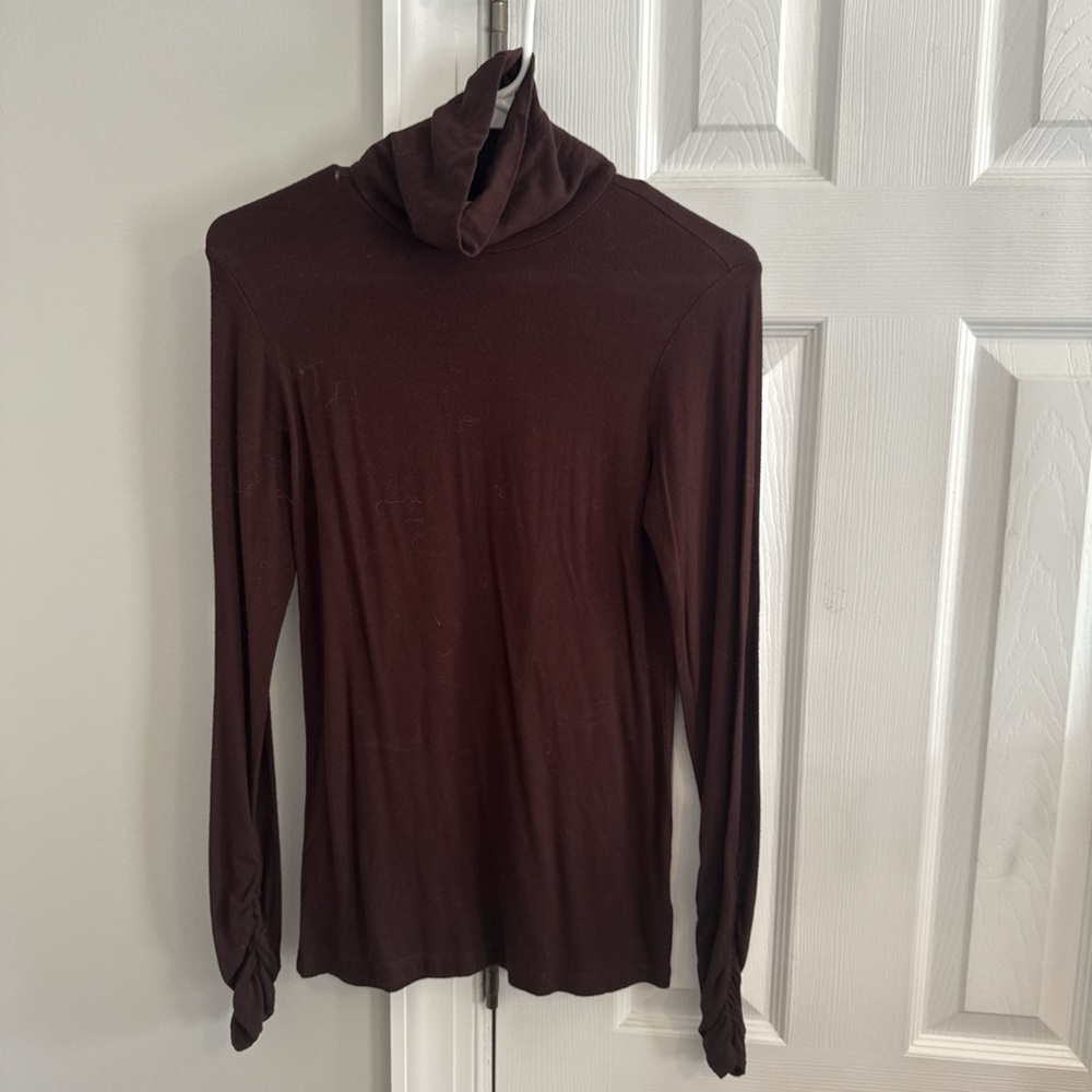 Brown Long Sleeve Turtleneck Top